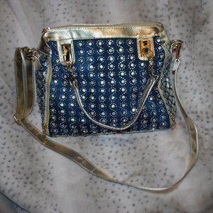 Gorgeous Denim & Gold Bling Purse - EUC